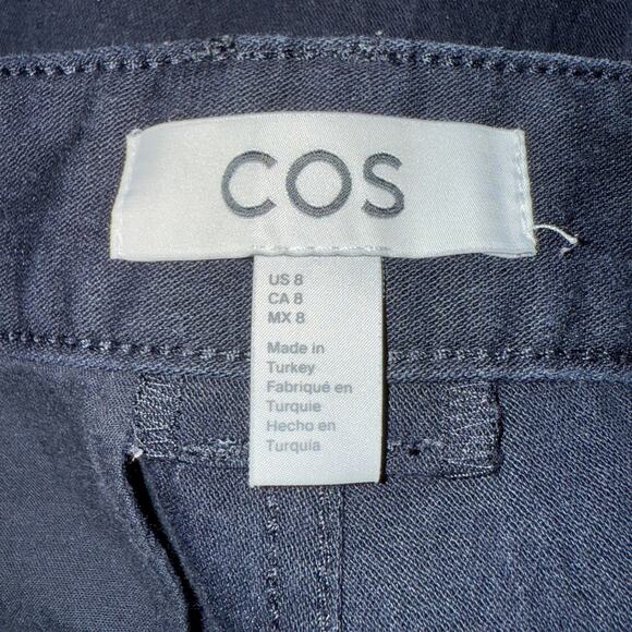 COS Pants Womens Navy Blue Chino Straight Leg Stretch Trousers Size 8 - Picture 2 of 8